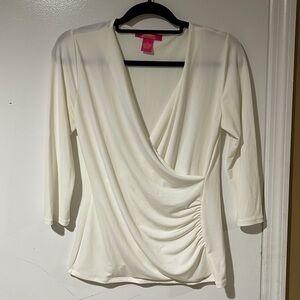 Catherine Off White Blouse Womens Size Medium 3/4 Sleeves